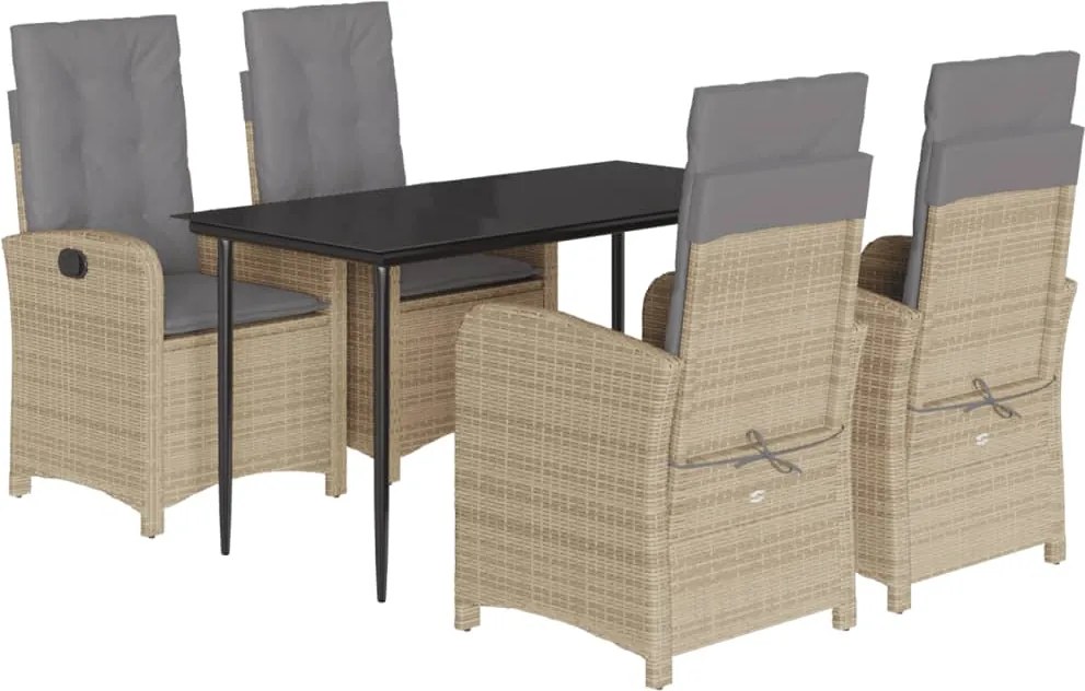 vidaXL Set mobilier pentru grădină, 5 piese, cu perne, bej, poliratan