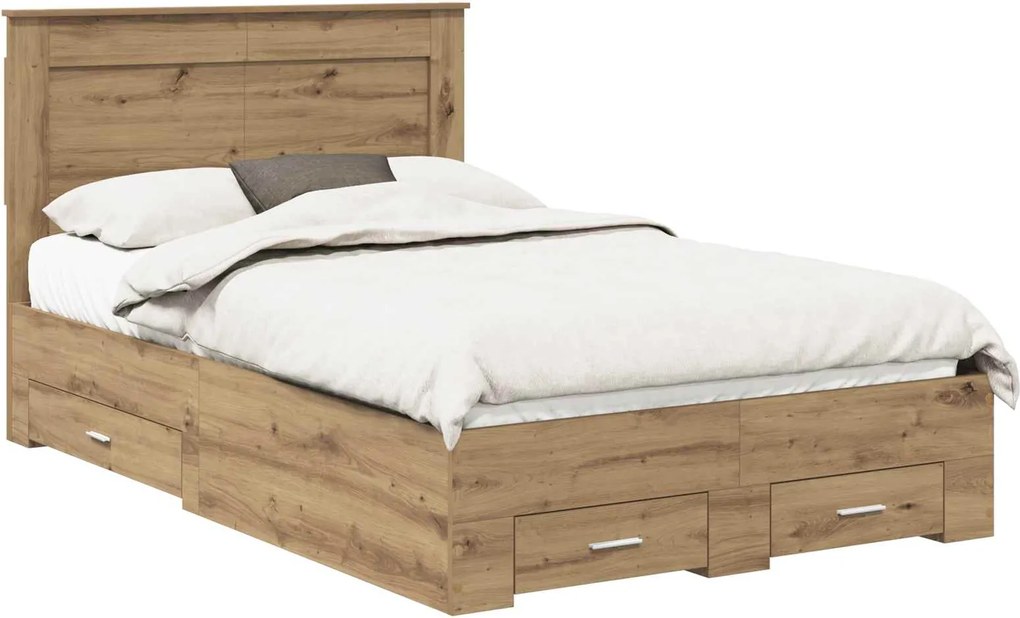vidaXL Cadru de pat cu sertar cu headboard cu depozitare Lemn compozit