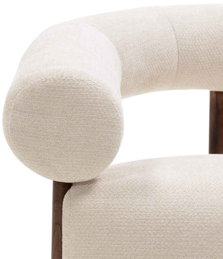 Fotoliu design crem KOKEI ALIA, decor nuc