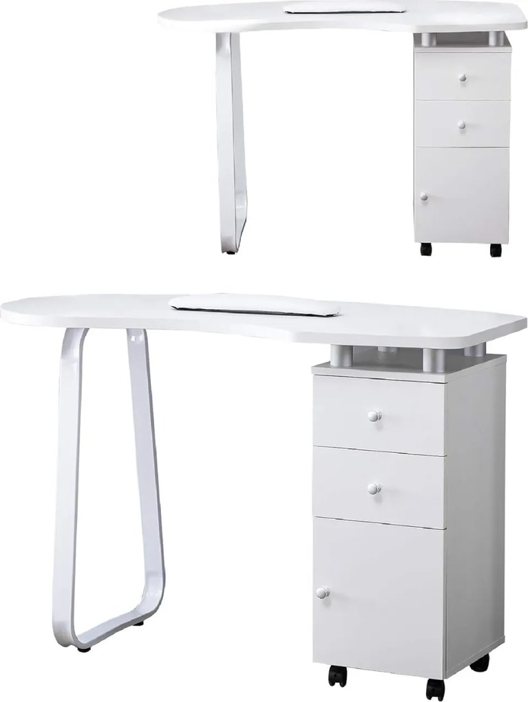 MANIA204 - Masuta manichiura, 118 cm, cu pernita, masa cosmetica - Alba