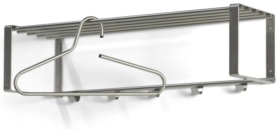 Cuier de perete argintiu cu raft din metal 70 cm Rex – Spinder Design