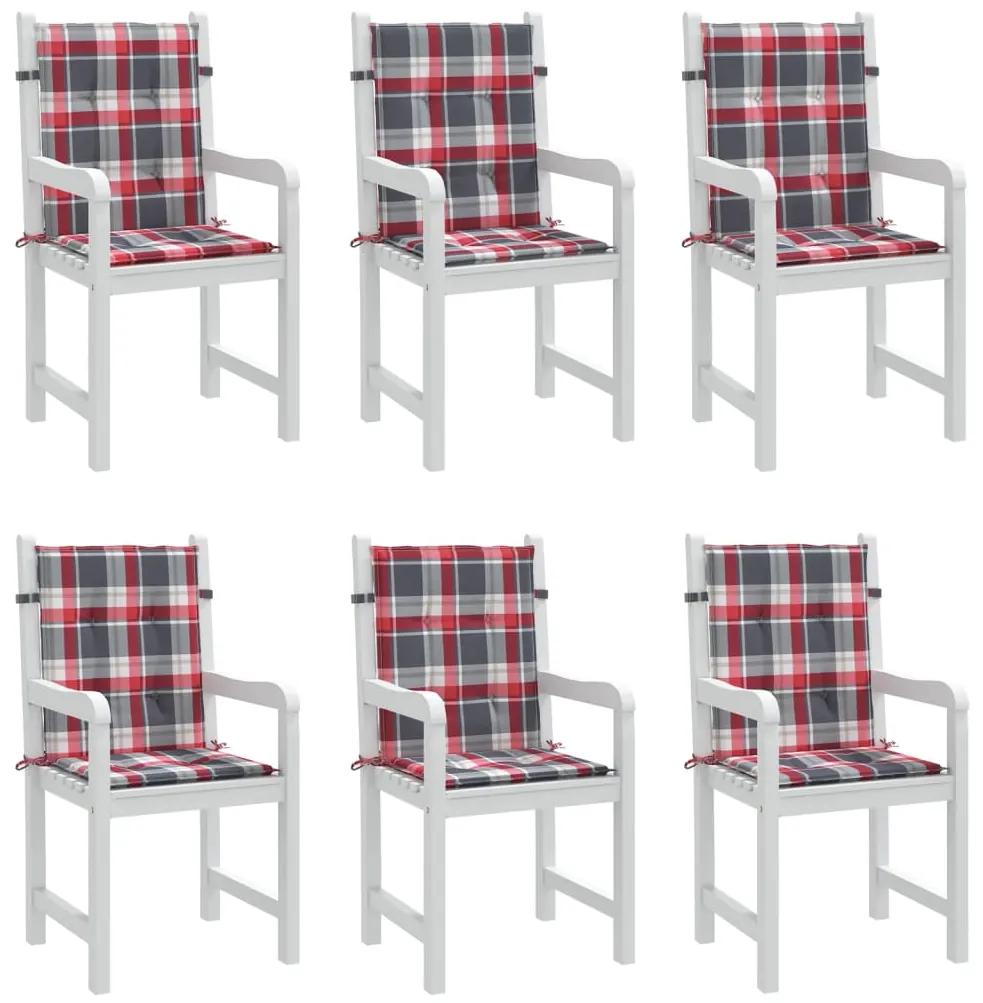 Perne scaun gradina, 6 buc., rosu, model carouri, 100x50x3 cm 6, model rosu carouri, 100 x 50 x 3 cm