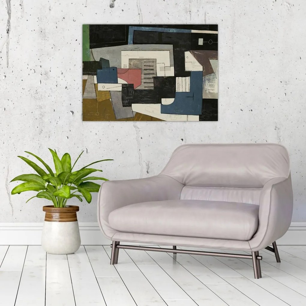 Tablou pe sticlă - Abstracție cubism (70x50 cm)
