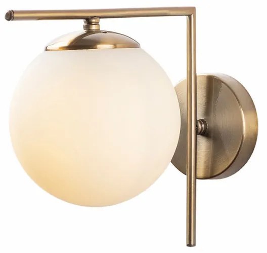 Aplica de Perete cu Abajur din Sticla 7141 - Antique, Soclu E14, Max. 40W, Culoare Antic