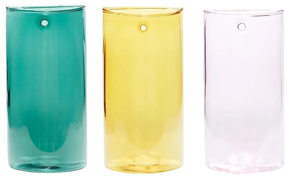 Vaze 3 buc. din sticlă lucrate manual (înălțime 19 cm) Popsicle – Hübsch