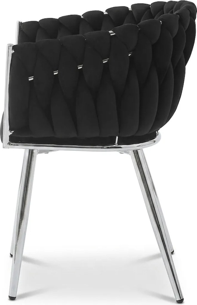 Scaun de masa din catifea ORION VELVET cu picioare argintii, negru