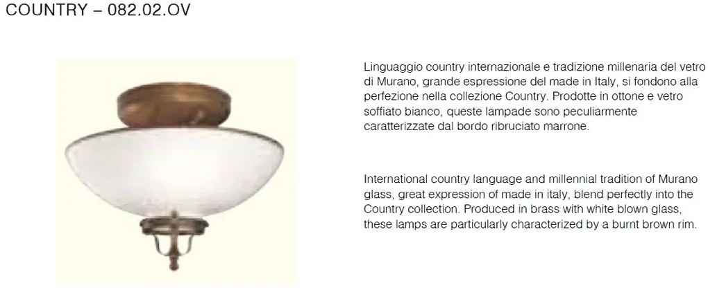 Plafoniera din alama cu sticla Murano Country 33,5cm