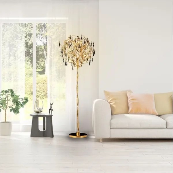 Lampadar de cristal 5xG9/40W/230V auriu