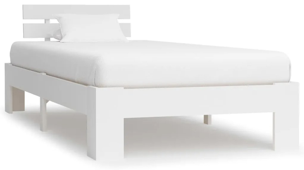 vidaXL Cadru de pat, alb, 100 x 200 cm, lemn masiv de pin