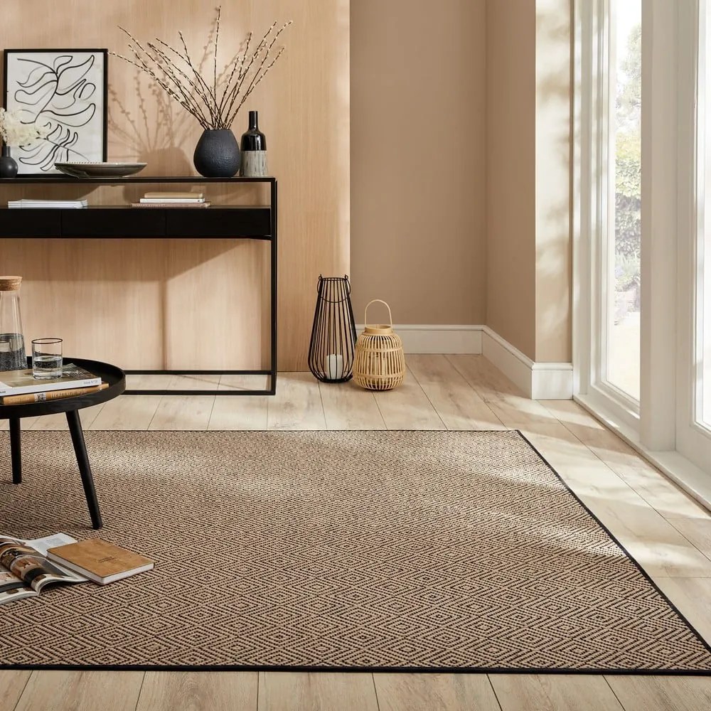 Covor negru/în culoare naturală din iută 160x230 cm Diamond – Flair Rugs