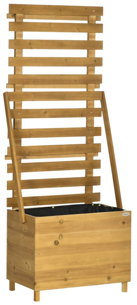 Outsunny Pată înaltă cu 3 rafturi, inclusiv rețea de susținere, rezistent la intemperii, lemn masiv, 63 cm x 39 cm x 160 cm, Natural | Aosom Romania
