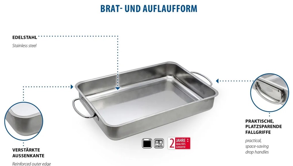 Elo 53435 Basic Tigaie din oțel inoxidabil 34 x 24x 5,5 cm