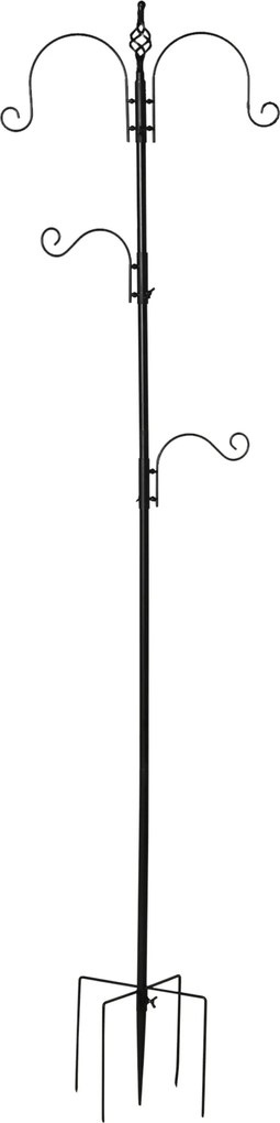 PawHut Hrănitor pentru păsări stație de hrănire decorativă pentru păsări stație de hrănire pentru păsări sălbatice cu 4 cârlige 54,5 x 54,5 x 208 cm negru | Aosom Romania