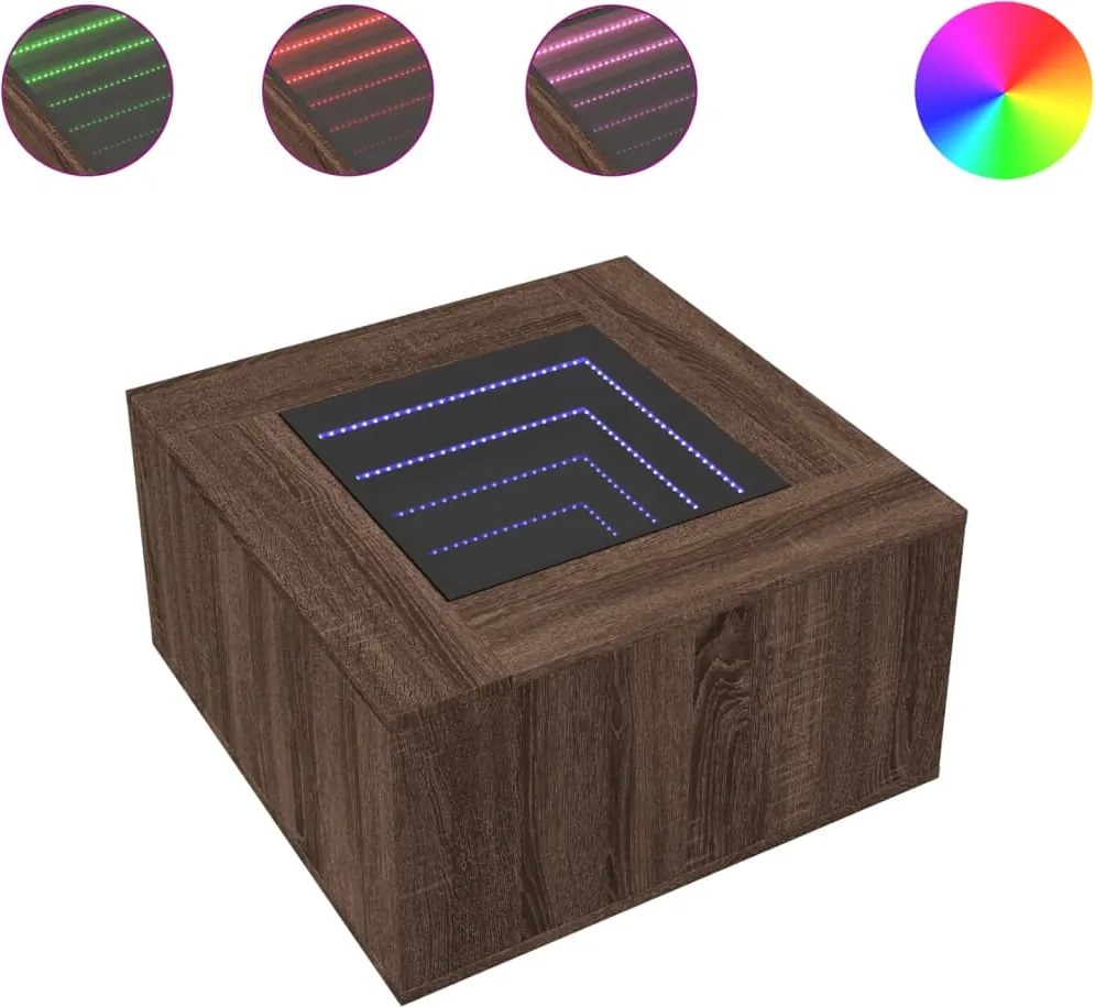 vidaXL Măsuță de cafea cu LED stejar maro 60x60x40 cm lemn prelucrat