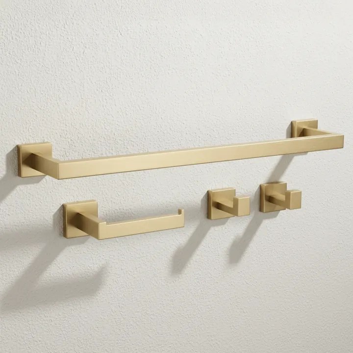 Set accesorii pentru baie Rio auriu periat 4 piese