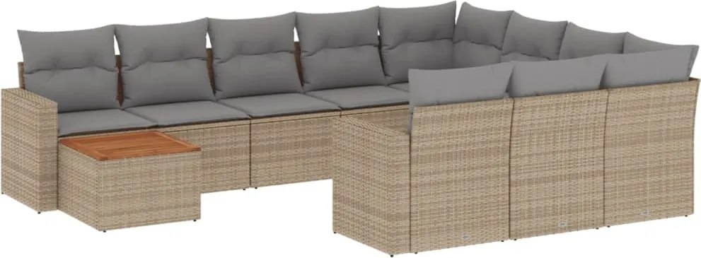 vidaXL Set canapele de grădină cu perne, 11 piese, bej, poliratan