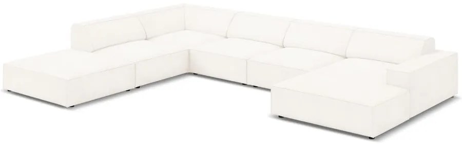 Colțar bej cu tapițerie bouclé (pe partea stângă) Jodie – Micadoni Home