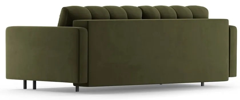 Canapea verde extensibilă, cu spațiu de depozitare cu tapițerie din catifea 222 cm Bali – Cosmopolitan Design