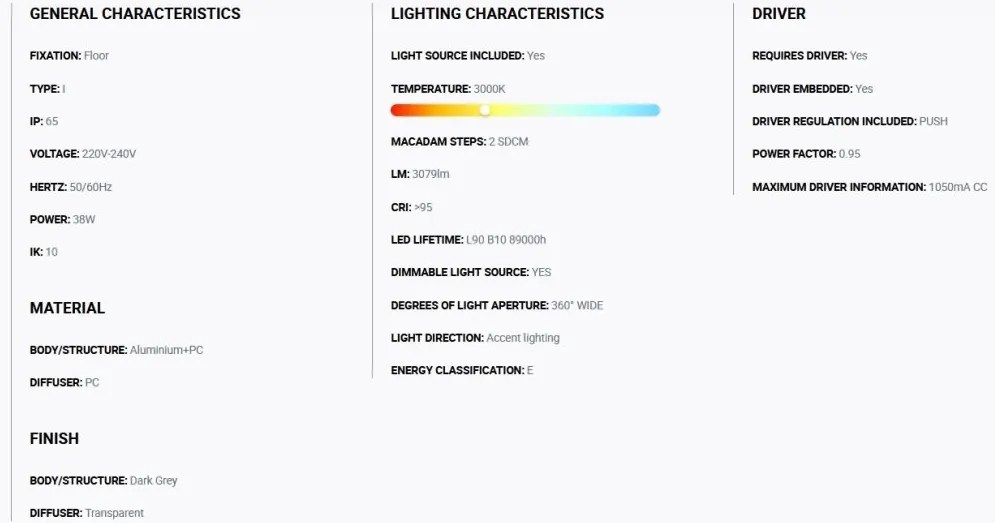 Stalp LED iluminat exterior simetric 360º wide IP65 RUSH 310cm 3000K CASAMBI