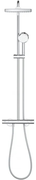 Coloana de dus cu termostat, Grohe Tempesta Cosmopolitan System 250 Cube New, cu 2 tipuri de jet, crom, 26689000
