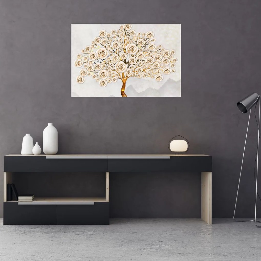 Tablou cu copac cu flori (90x60 cm)