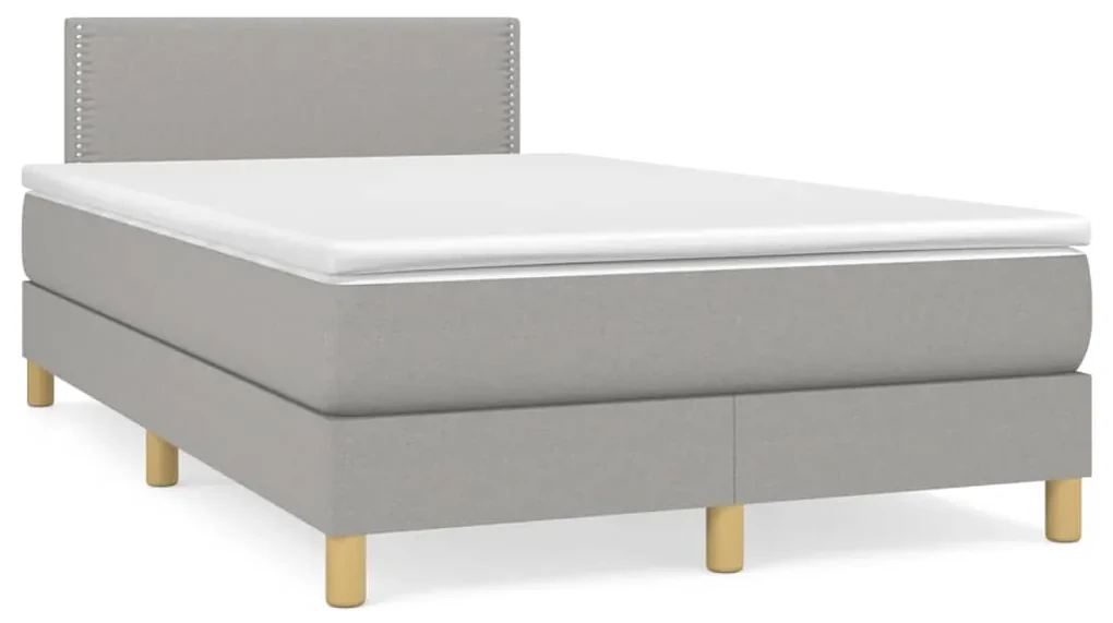 3140521 vidaXL Pat box spring cu saltea, gri deschis, 120x200 cm, textil