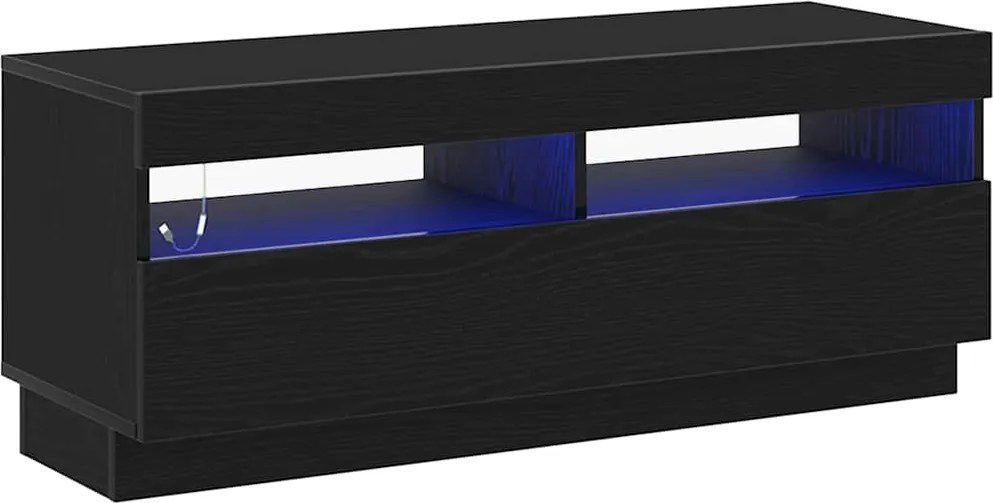 vidaXL Cabinet TV Stejar Negru 100 x 35 x 40 cm Lemn compozit