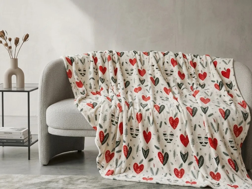 Patura Cocolino WINTER HEARTS, colorata Dimensiune: 200 x 220 cm