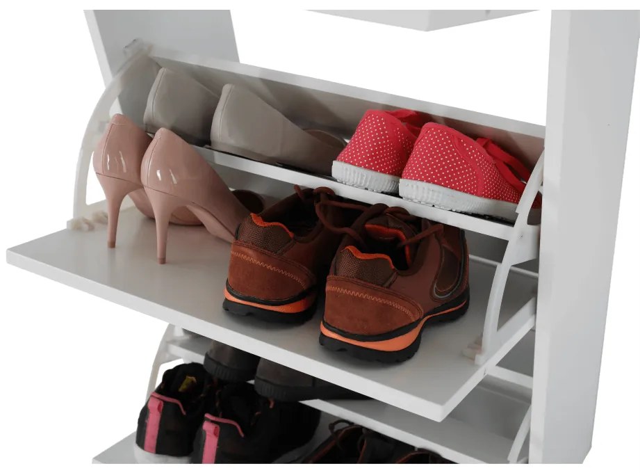 Pantofar, 3 compartimente, alb, mdf alb