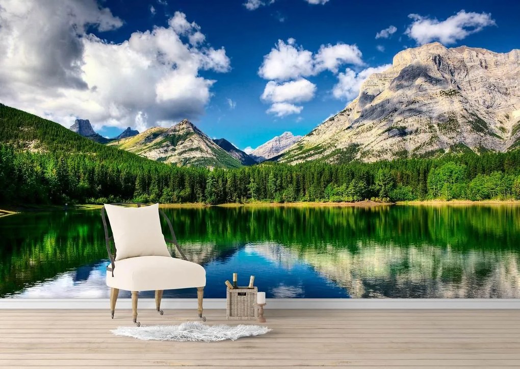 Fototapete Un lac in padure pe fundalul unui peisaj montan Art.01463