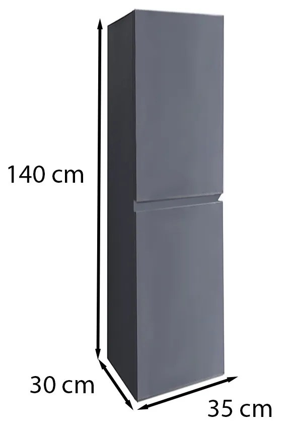 Dulap lateral Cube gri antracit, montat pe perete