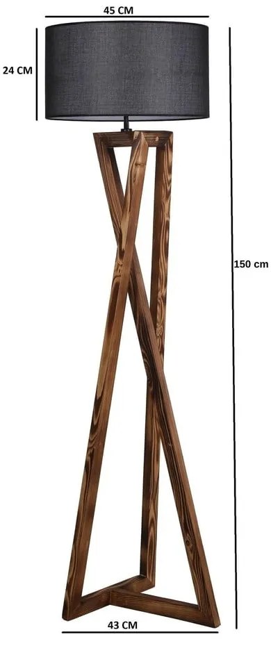 Lampadar negru/maro cu abajur textil (înălțime 166 cm) Maçka – Opviq lights