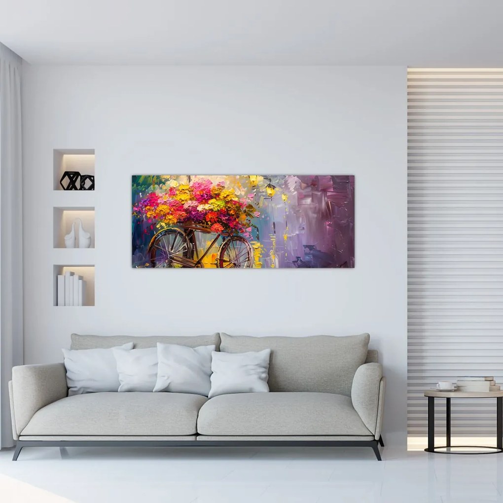 Tablou - Roată cu flori (120x50 cm)