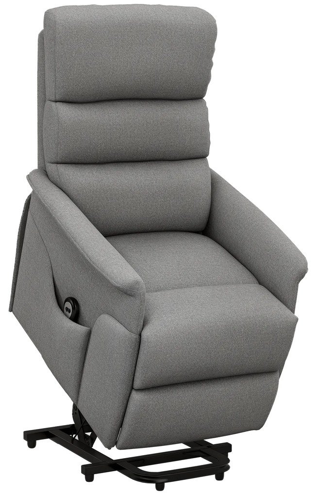 HOMCOM Scaun de relaxare cu funcție de ridicare, spătar/picioare reglabile, până la 120 kg, 66 x 90 x 96 cm, Gri | Aosom Romania