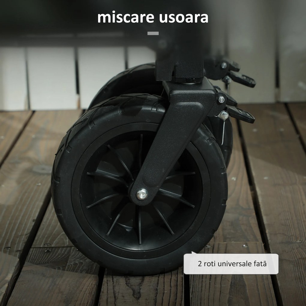 Outsunny Cărucior Pliabil de Grădină cu Deschidere Posterioară, Roți, Buzunare de Depozitare și Mâner, 125x48x78-102 cm, Verde | Aosom Romania