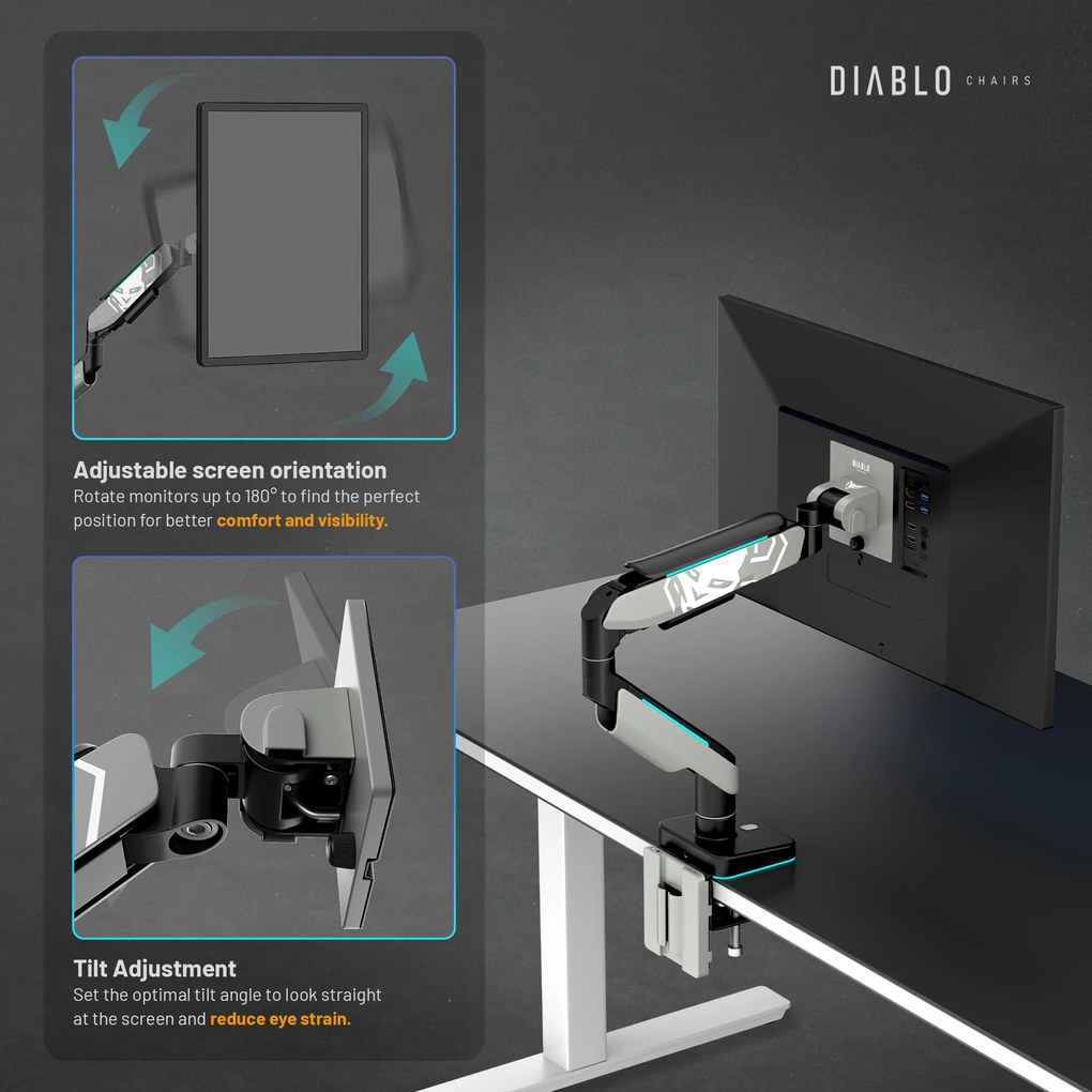 Suport monitor 49", gri/negru LED RGB X-ARM