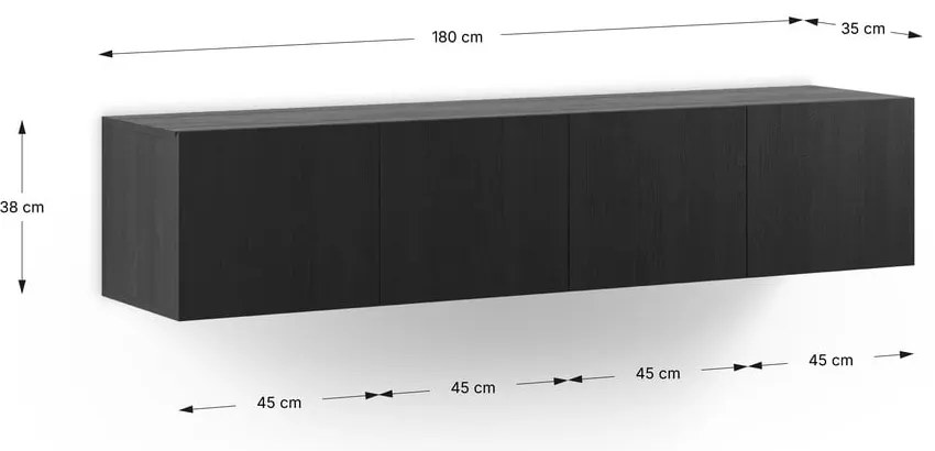 Comodă TV neagră 180x38x35 cm Daroca – Marckeric