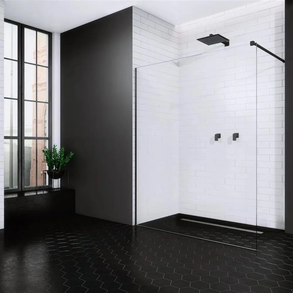 Paravan de dus tip Walk-in Radaway Modo New II negru-transparent 140 cm sticla securizata 8 mm