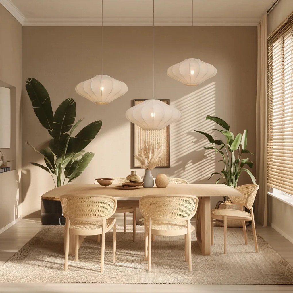 Lampă suspendată Japandi bej 50cm cu 3 lumini - Plu