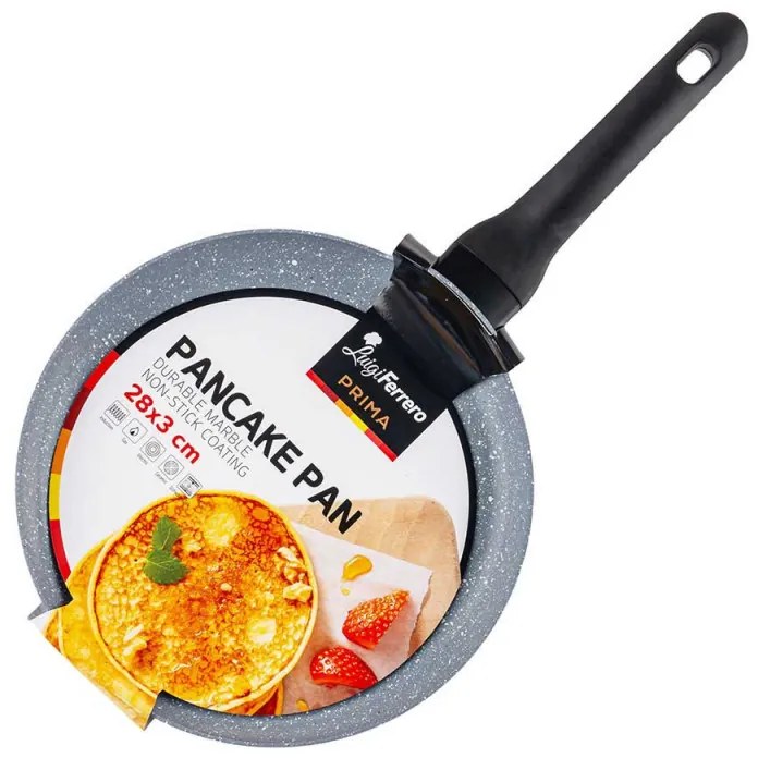 Tigaie pentru clatite Luigi Ferrero Prima FR-2832, 28x3 cm, Acoperire antiaderenta cu efect de marmura, Inductie, Albastru inchis