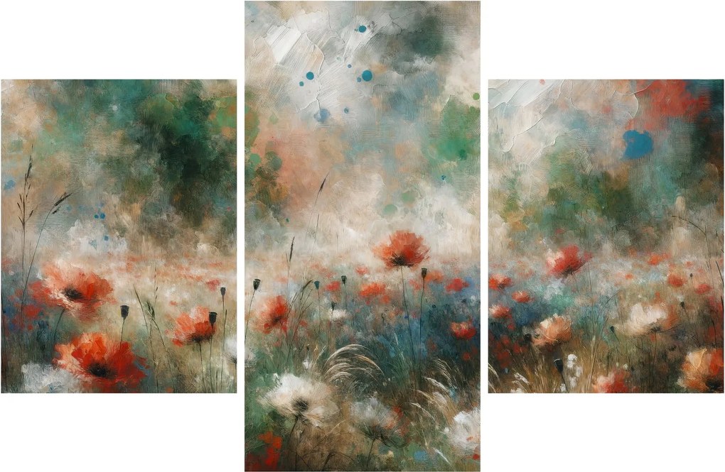 Tablou – Abstracție de câmp cu maci (90x60 cm)