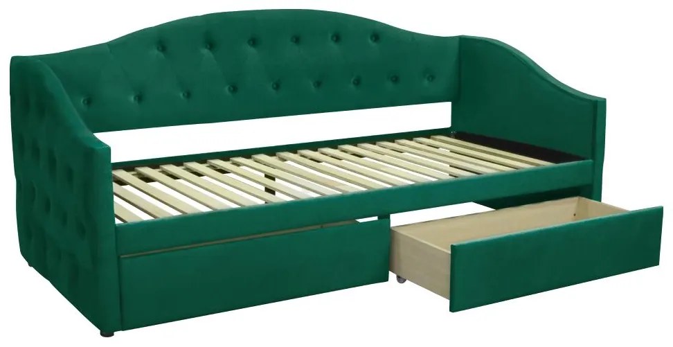 Pat de o persoană (divan) 90 cm Zonas (verde) (cu somieră) (cu sp. depozitare). 1116570