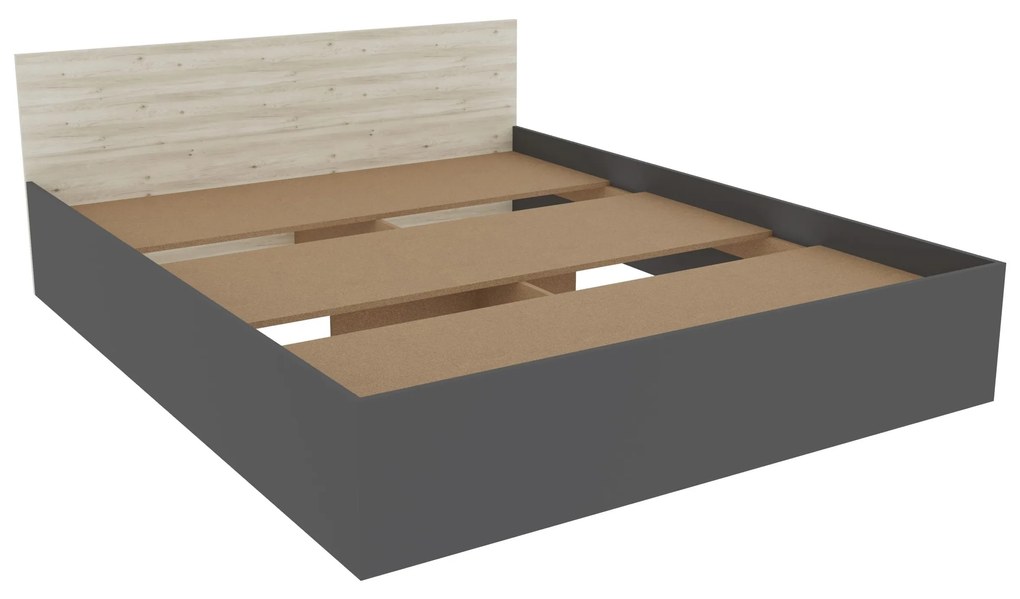 Set dormitor Malmo V7, Pat 200 x 160 cm, Stejar Alb/Antracit