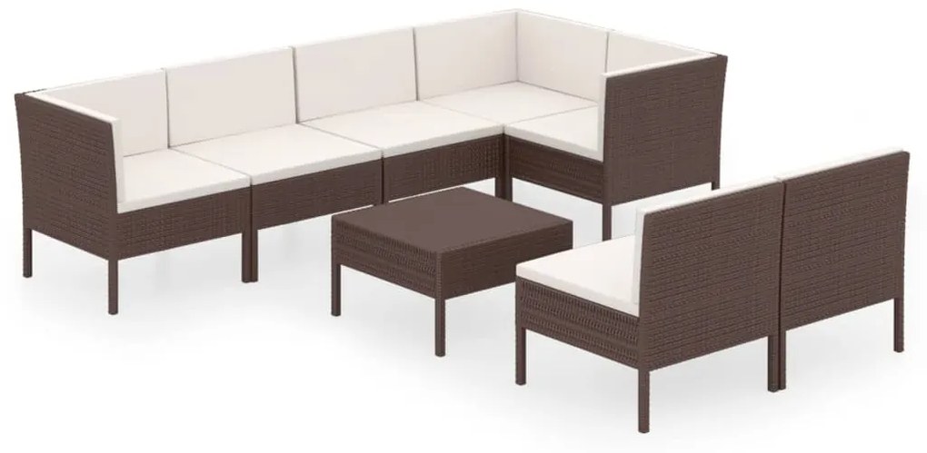 3094391 vidaXL Set mobilier de grădină cu perne, 8 piese, maro, poliratan