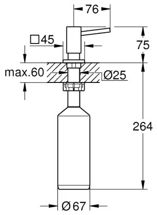 GROHE 40649000 - Dozator de săpun CUBIC, 500 ml, crom lucios