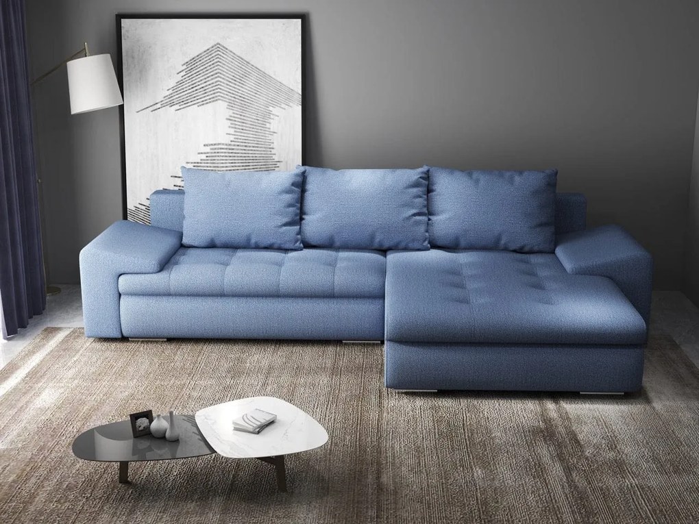 Colțar extensibil dumonde cu ladă de depozitare si sezut confortabil din spuma high-density, Leonardo Enjoy Albastru 260x185 cm II