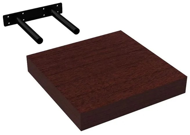 Polita perete cu suport fixare ascuns, 23.5x23.5x3.8 cm, Wenge