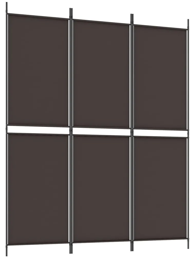 350211 vidaXL Paravan de cameră cu 3 panouri, maro, 150x180 cm, textil