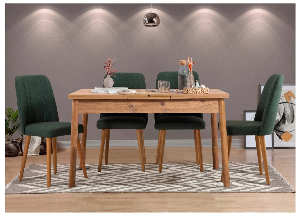 Set mobilier sufragerie Dobuse 3 (verde + pin atlantic) (pentru 4 persoane). 1093802