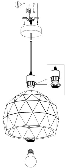 Eglo 97855 - Lustră pe cablu ROCCAFORTE 1xE27/60W/230V